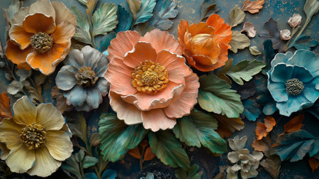 painting of colorful flowersの素材