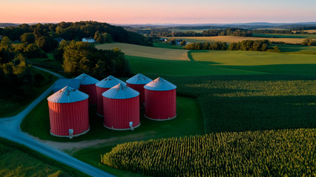 aerial drone view. big storage tanks in the open air.の素材