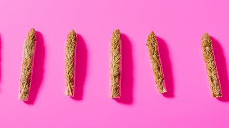 marijuana leaves with cannabis on a pink background.の素材