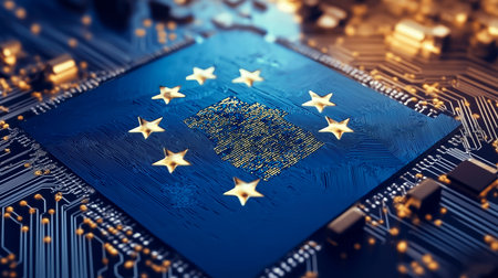 flag of united union on a circuit board.の素材