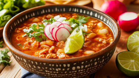 mexican spicy chili con carne with tortillaの素材