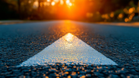 asphalt road with arrowsの素材