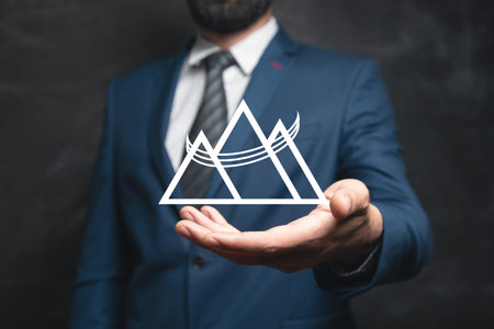 Man and mountain and road logo designの写真素材