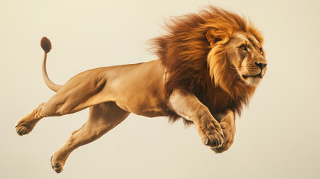 jumping lion in the airの素材