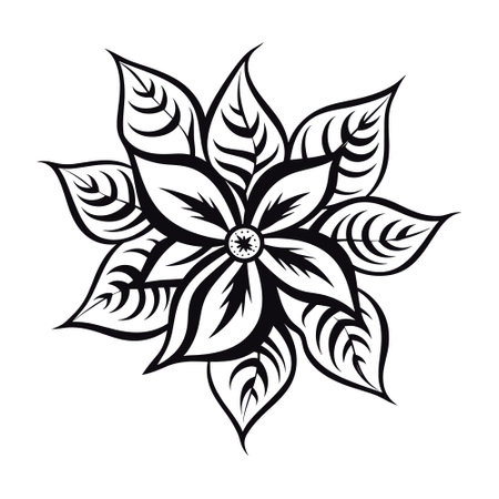 poinsettia flower icon over white background, line style, vector illustrationのイラスト素材