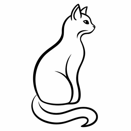 Illustration of a cat sitting on a white background, vector illustrationのイラスト素材