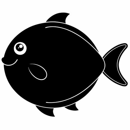 cute fish cartoon isolated icon vector illustration graphic design black and whiteのイラスト素材