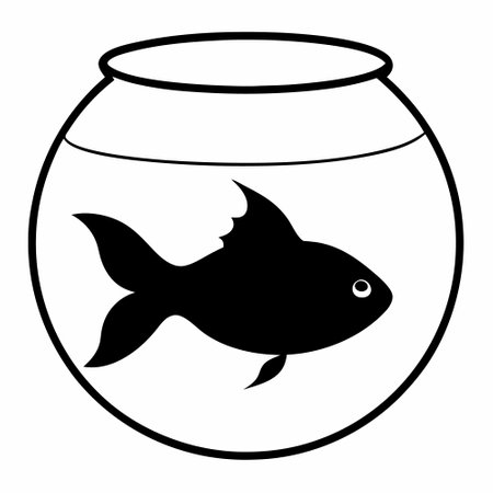 Fish in a fishbowl icon. Simple illustration of fish in a bowl vector icon for webのイラスト素材