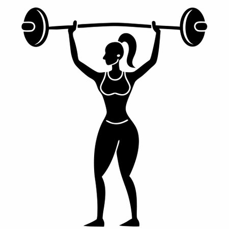 Silhouette of a woman lifting a barbell. Vector illustrationのイラスト素材