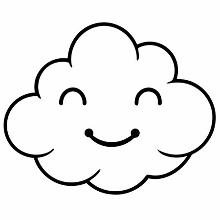 Kawaii cloud icon. Vector illustration isolated on white background.のイラスト素材