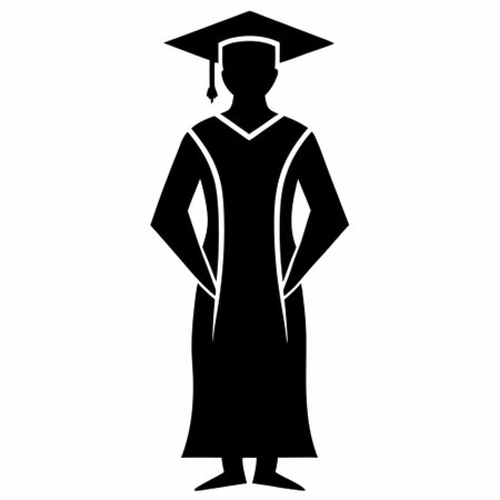 Graduate black simple icon isolated on white background for web and mobile appのイラスト素材