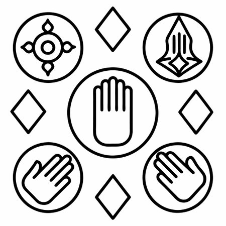 Set of icons for playing cards. Vector illustration in outline style.のイラスト素材