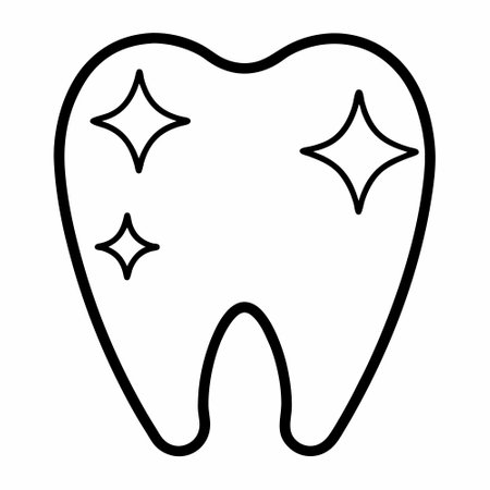tooth with stars icon over white background, line style, vector illustrationのイラスト素材
