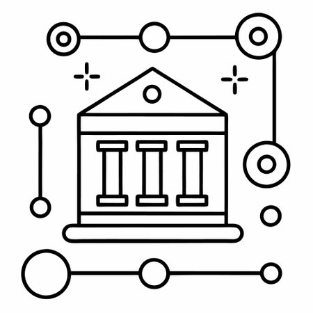 Bank building line icon, concept sign, outline vector illustration, linear symbol.のイラスト素材