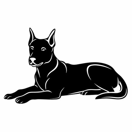 Vector image of a dog on a white background. Silhouette.のイラスト素材