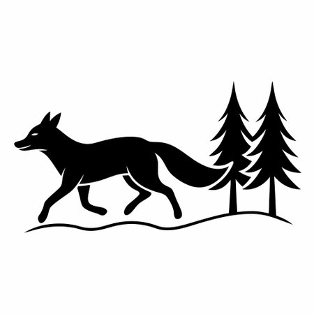 Fox in forest icon. Simple illustration of fox in forest vector icon for webのイラスト素材