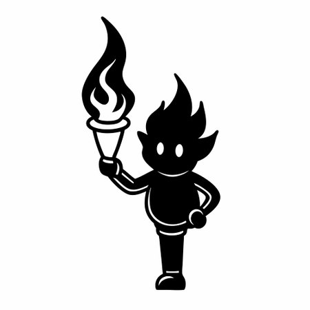 Flaming torch black simple icon on white background for web designのイラスト素材