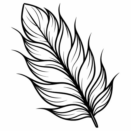Feathers. Black and white illustration for coloring book. Vector.のイラスト素材