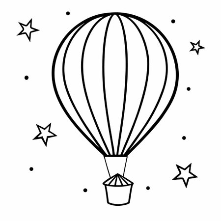 hot air balloon flying with stars vector illustration designicon vector illustration designのイラスト素材