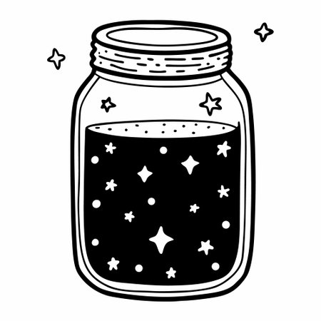 mason jar with stars and snowflakes decoration vector illustration designのイラスト素材