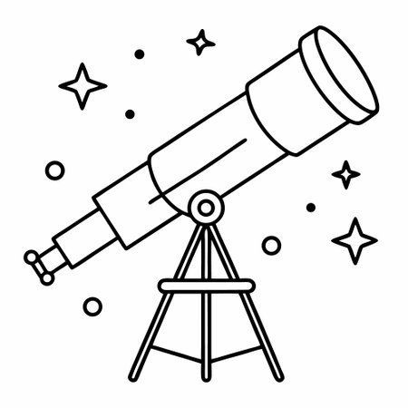 Telescope icon. Outline illustration of telescope vector icon for webのイラスト素材