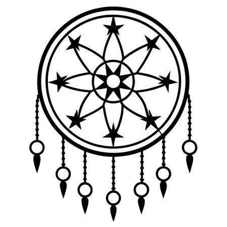 dreamcatcher with stars icon over white background, vector illustration.のイラスト素材