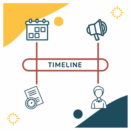 Timeline and marketing icons. Vector illustration in flat linear style.のイラスト素材