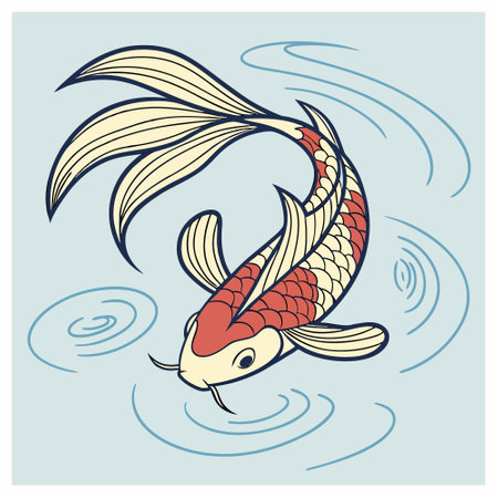 Koi fish in the water. Vector illustration of a koi fish.のイラスト素材