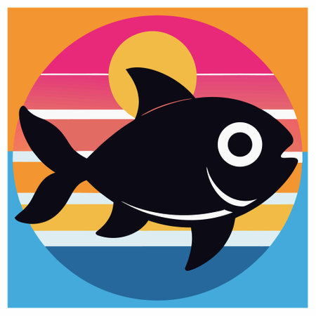 Fish design over colorful background, vector illustration.  Square format.のイラスト素材