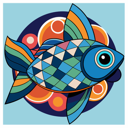 Vector illustration of a fish with abstract pattern on a blue background.