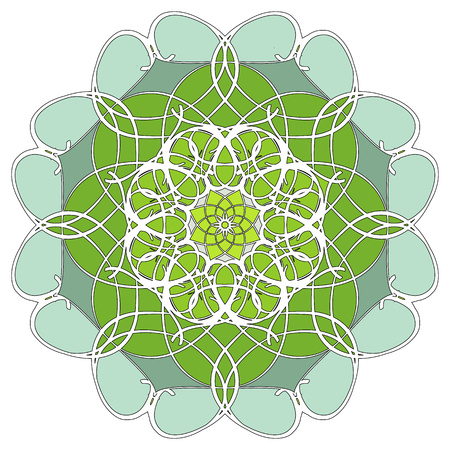 Mandala geometric round ornament, tribal ethnic arabic Indian motif, eight pointed circular abstract floral pattern. Hand drawn decorative vector design elementのイラスト素材