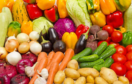 Composition with assorted fresh fresh vegetables. Variety of vegetable top view.の写真素材