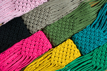 Small women's handbags knitted with macrame technique. Multicolored bags for mobile phones.Cotton...