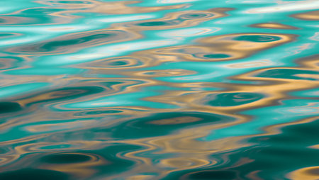 Abstract wave dark turquoise color, pure natural swirl pattern texture, background photo.の写真素材