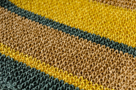 Raffia knitting texture close-up. Crochet from ECO material. Handmade.
