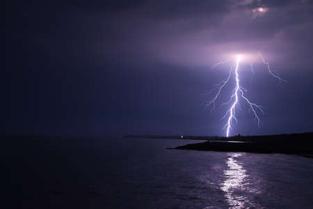 beautiful bright storm at seaの写真素材