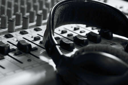 Mixer to adjust the sound and headphones