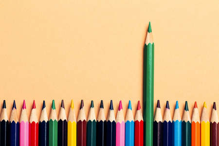 creative idea, concept of leadership or statistics, growth rate, leader among losers; colored pencil backgroundの写真素材