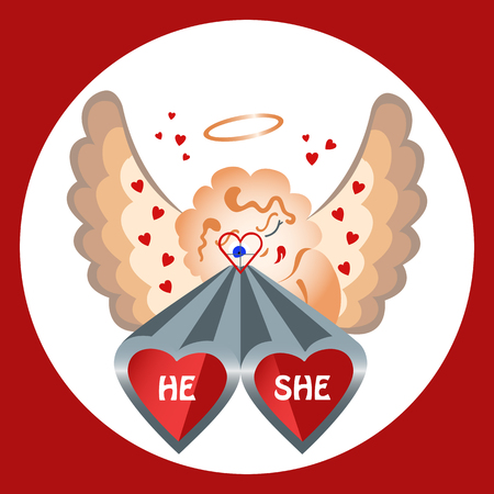 Valentine shooting lovers flatのイラスト素材