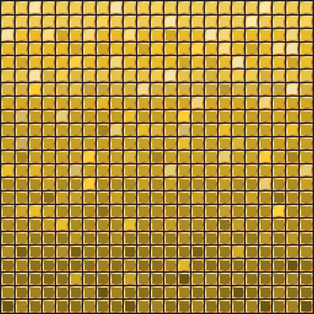 Golden Mosaic ceramic tile design element in square. Abstract gold texture background. Vector illustrationのイラスト素材