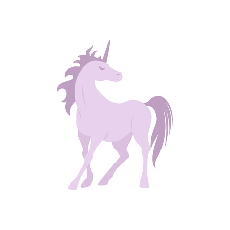 Vector silhouette unicorn image. Element for design. Violet cute silhouette unicorn. Fairy magic element, isolated vector object, flat design illustration. Beautiful horse with hornのイラスト素材
