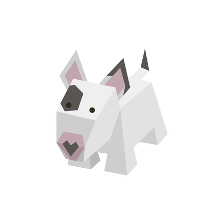 Vector breed isometric dog. Isolated cute isometry animal. Element of geometric bull terrier for 3d game. Icon of domestic and home dog, puppy. Vector illustration of bull terrier.のイラスト素材