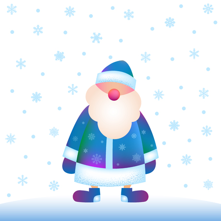 New Year greeting card template. Father Frost, Russian Santa Claus, Ded Moroz. Christmas gift card with Russian Father Frost. Winter holiday design concept in vibrant gradient styleのイラスト素材