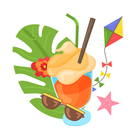 Vector image that capture the spirit of summer. Summer time. Modern promotion square web banner for social media mobile apps. Email ad newsletter layouts. Vector summertime concept Beach vacation, funのイラスト素材