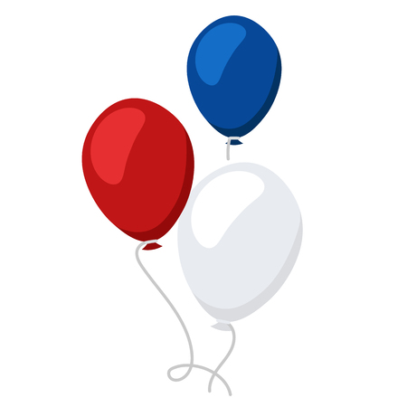 Tricolor: white, blue, red balloons. Vector background for gift card, banner, poster, flyer, layout. Russia Day Holiday backdrop for congratulation text. Square tricolor balloons vector backgroundのイラスト素材