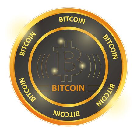 Crypto currency  gold, bronze coin: Bitcoin. Electronic currency. Digital coin, iconのイラスト素材