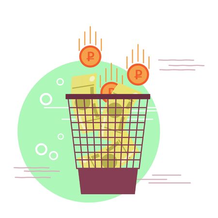 Outline icons set of flat design elements finance objects: banking services, currency milestones, financial items, money symbols, currency exchange process. Vector pictogram collection design concept.のイラスト素材