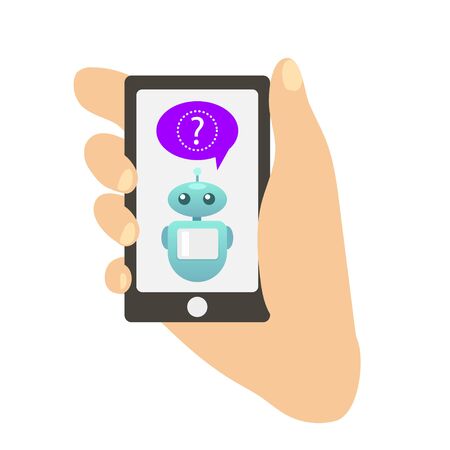 Robo advisor of financial transactions, adviser health help, help disabled people, chatting robot, chatbot, mechanic robot, personal robo assistant. Colorful vector illustration for web, printing.のイラスト素材