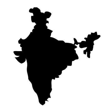 Black silhouette of Indian country map. India map. National symbol and sign. Vector illustration. Design for Independence Republic Dayのイラスト素材