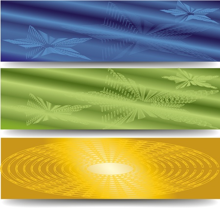 three abstract banner with the stars and circlesのイラスト素材